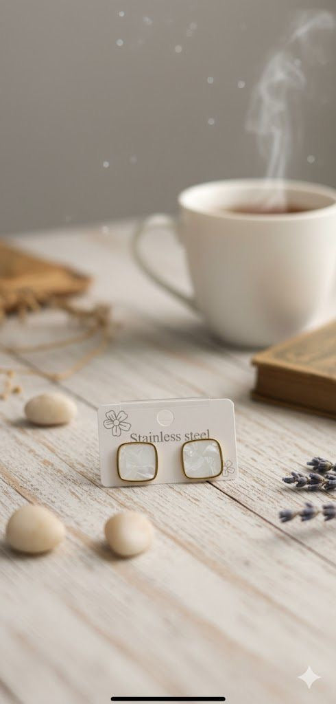 White Stone Studs