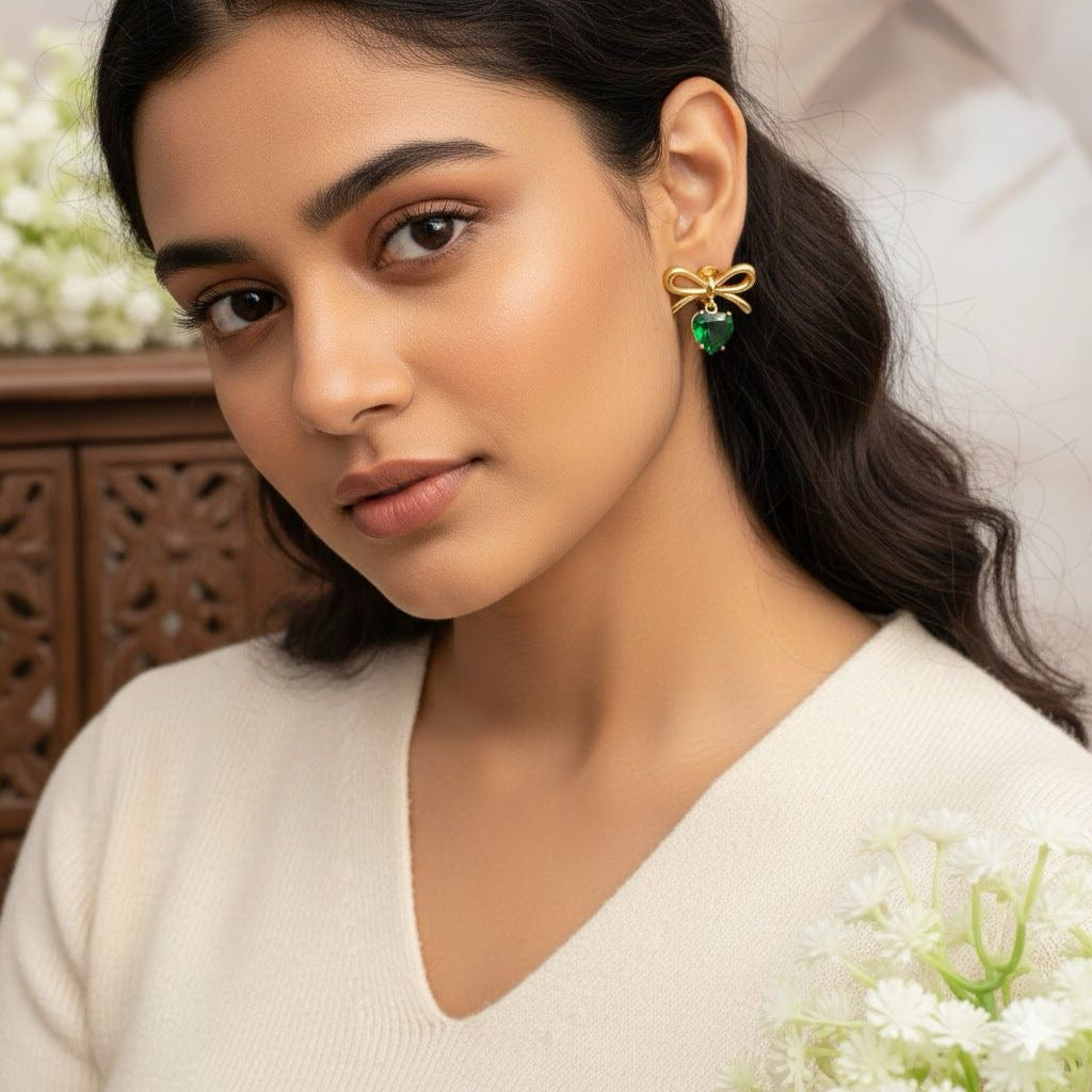 Emerald Bow Zarkoon Studs