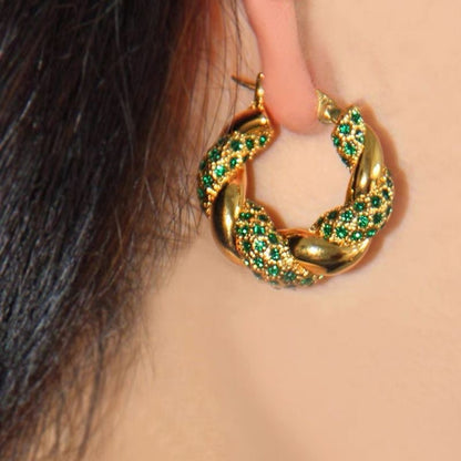 Emerald Twisted Earrings