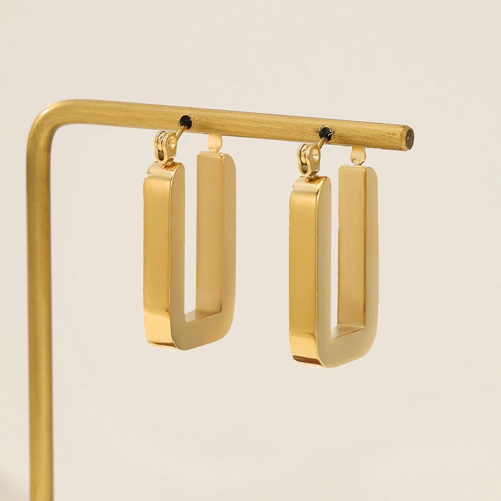Gold Square Hoops