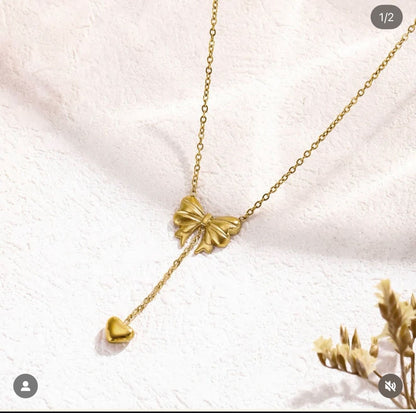 Bow & Heart Necklace