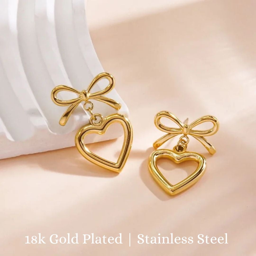 Bow Heart Earrings