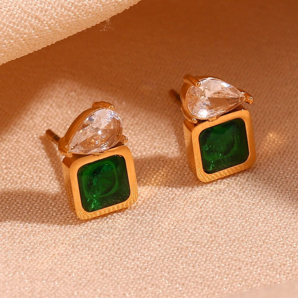 Elegant Emerald Studs