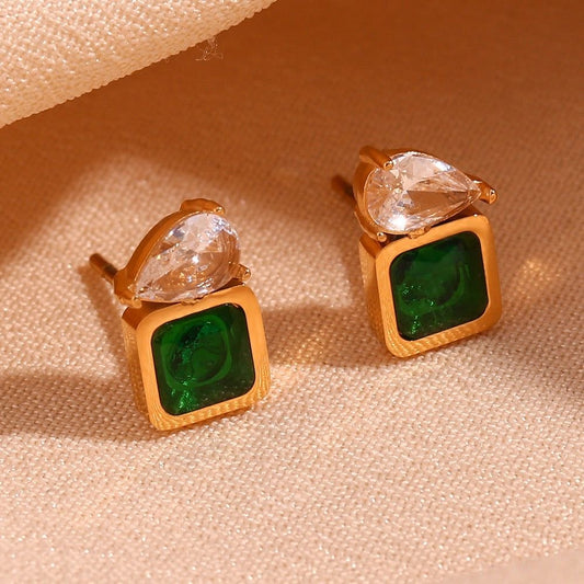 Elegant Emerald Studs