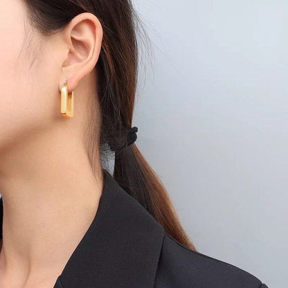 Gold Square Hoops