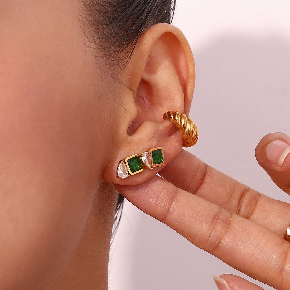 Elegant Emerald Studs