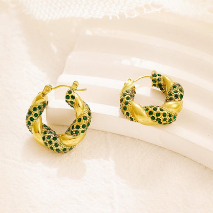 Emerald Twisted Earrings