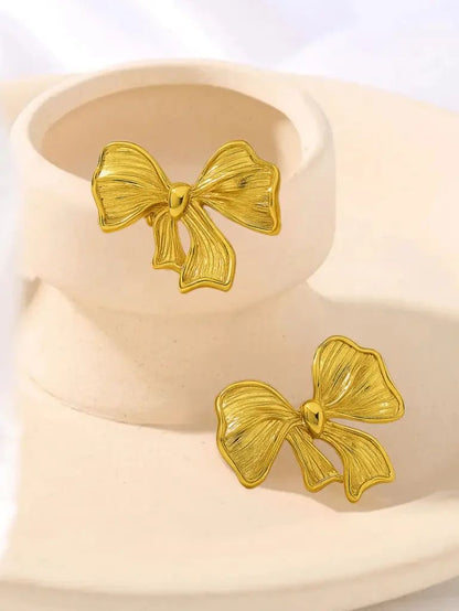 Gold Bow Studs