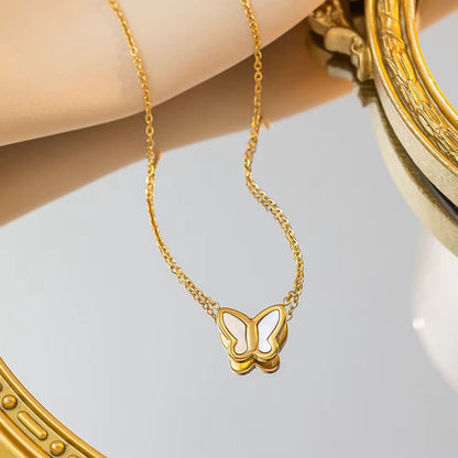 White and Gold Butterfly Necklace