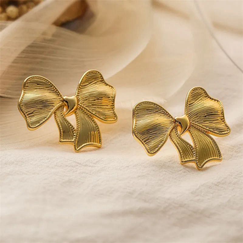 Gold Bow Studs