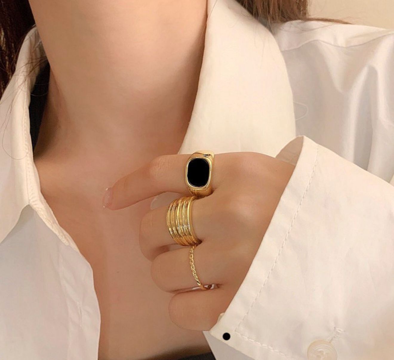 Golden Block Ring