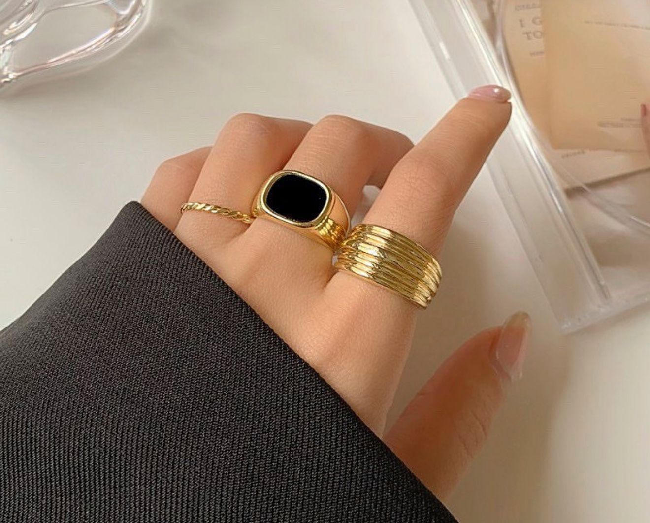 Golden Block Ring
