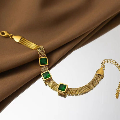 Mesh Emerald Stone Bracelet